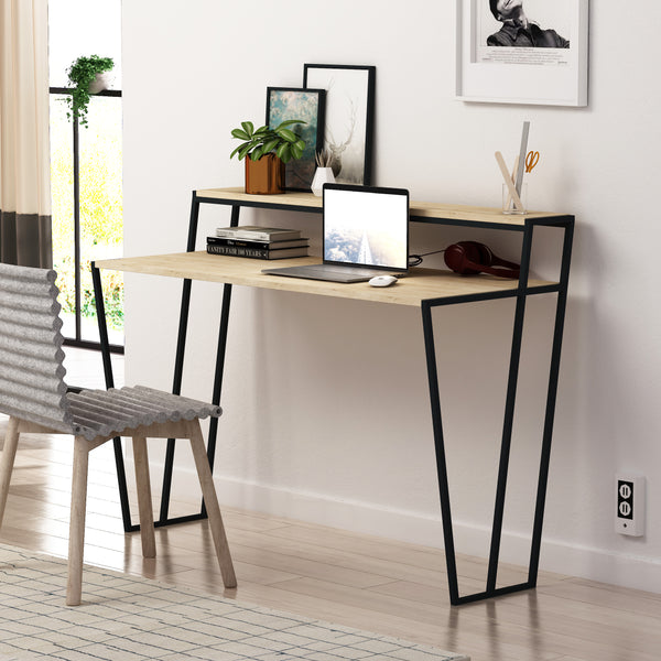 Decortie Pal Modern Study Desk With Monitor Stand Width 124cm