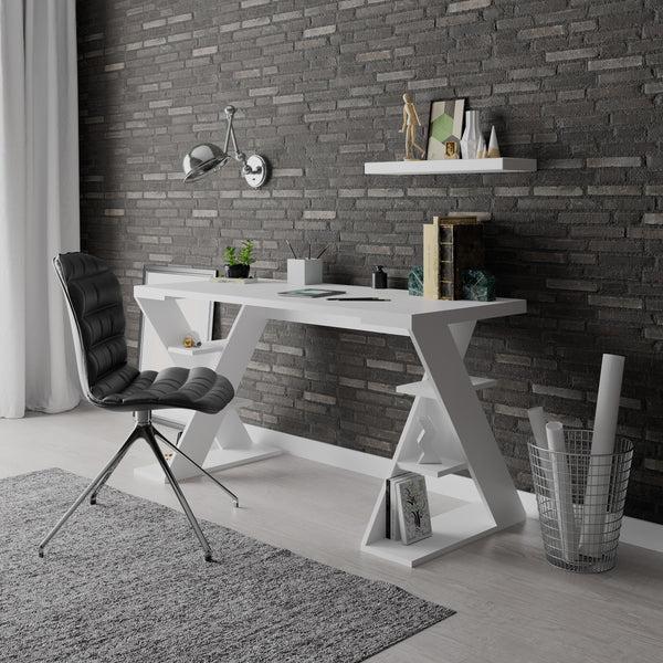 Decortie Papillon Modern Desk With Bookshelf Legs Width 137cm