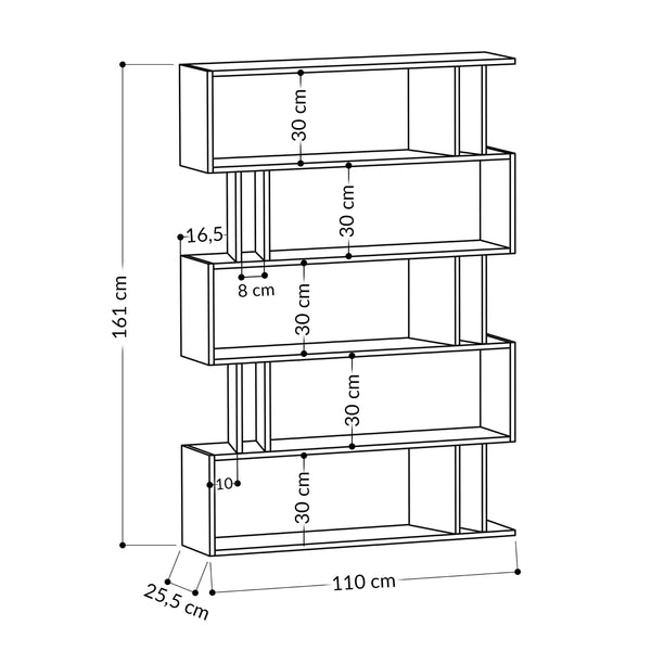 Decortie Partiro Modern Bookcase Wall Mounted Room Separator Tall 161cm