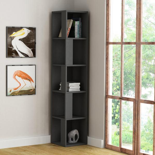 Decortie Piano Modern Corner Bookcase Display Unit Tall 158.9cm