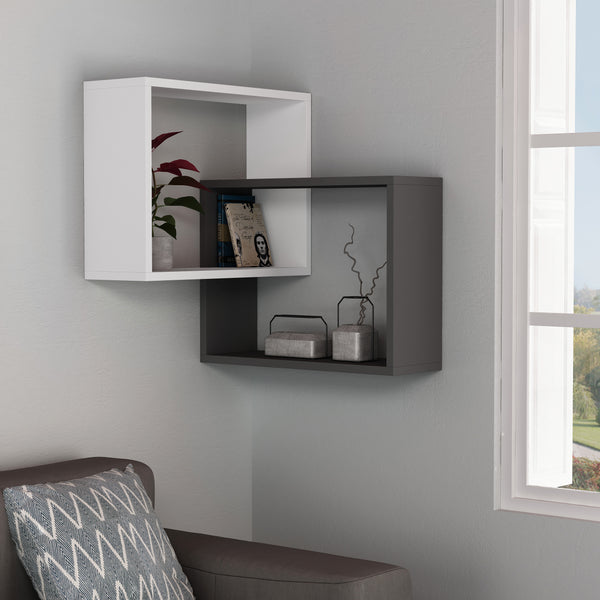 Decortie Ring Corner Wall Mounted Modern Bookcase Display Unit W 60cm