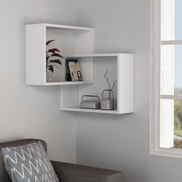 Decortie Ring Corner Wall Mounted Modern Bookcase Display Unit W 60cm