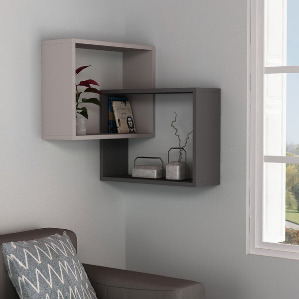 decortie Ring Corner Wall Mounted Modern Bookcase Display Unit W 60cm