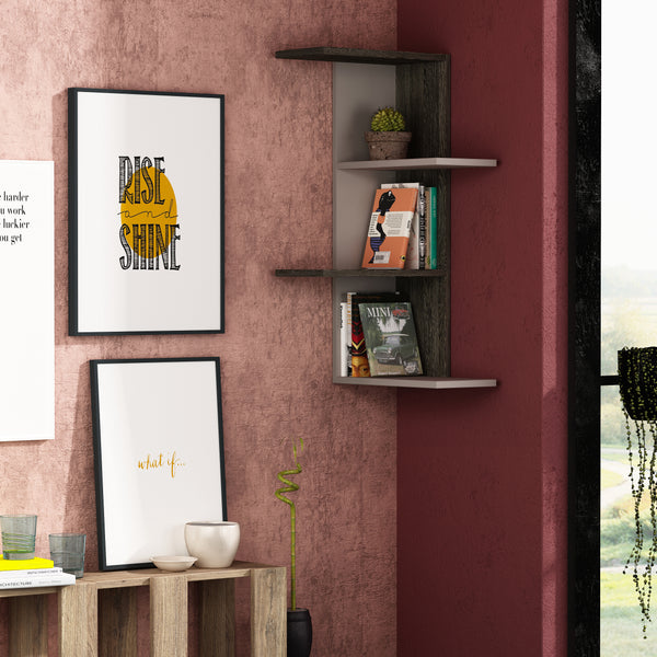 Decortie Saso Modern Corner Shelf 85cm Narrow - White