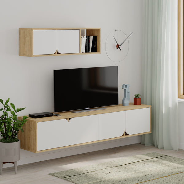 Decortie Spark Modern Tv Unit With Wall Storage Unit 180cm