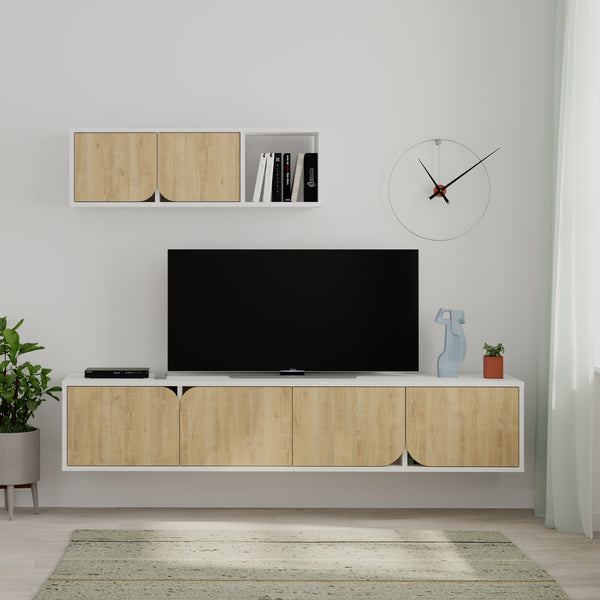Decortie Spark Modern Tv Unit With Wall Storage Unit 180cm
