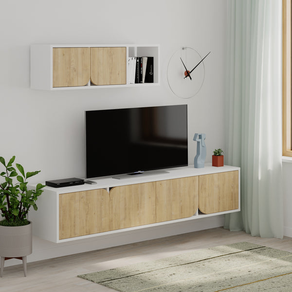 Decortie Spark Modern Tv Unit With Wall Storage Unit 180cm
