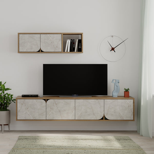 decortie Spark Modern Tv Unit With Wall Storage Unit 180cm