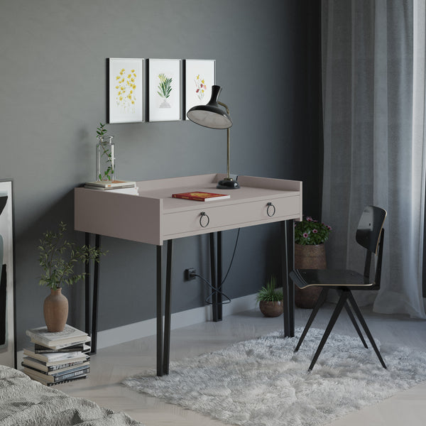 Decortie Sponge Study Desk Metal Legs With Drawer Width 100cm