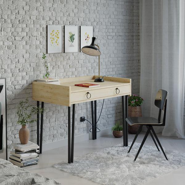 decortie Sponge Study Desk Metal Legs With Drawer Width 100cm