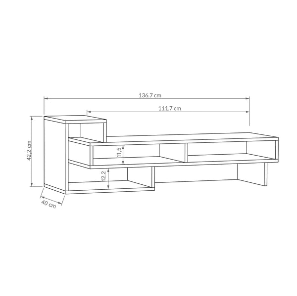 Decortie Tetra Modern TV Stand Multimedia Centre TV Unit With Shelves 136.5cm