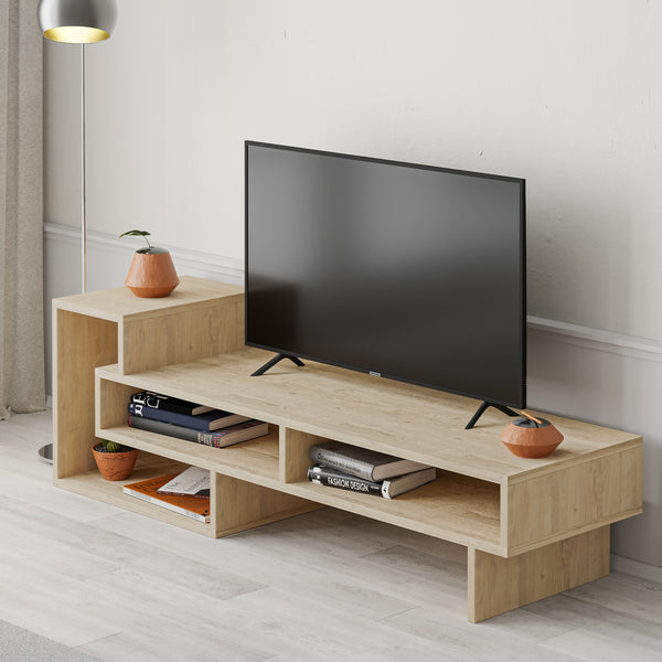 Decortie Tetra Modern TV Stand Multimedia Centre TV Unit With Shelves 136.5cm