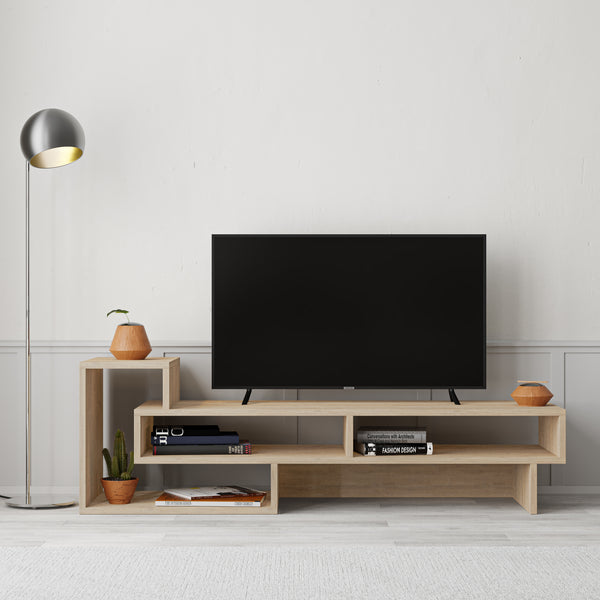decortie Tetra Modern TV Stand Multimedia Centre TV Unit With Shelves 136.5cm