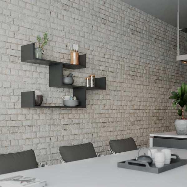 Decortie Tibet Wall Mounted Modern Bookcase Display Unit W 119cm