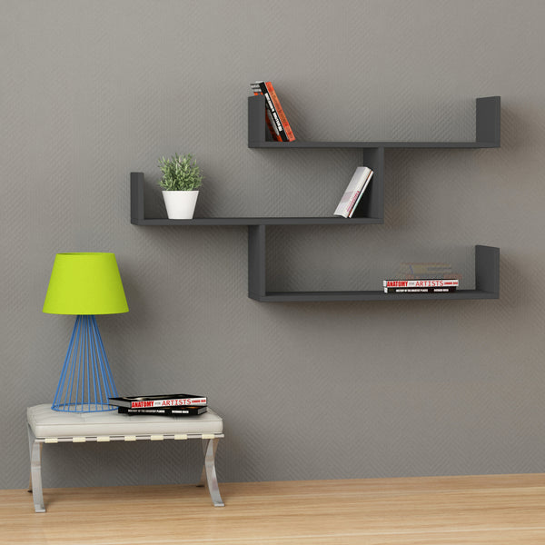 Decortie Tibet Wall Mounted Modern Bookcase Display Unit W 119cm