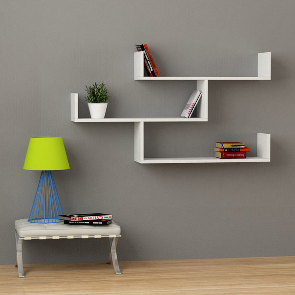decortie Tibet Wall Mounted Modern Bookcase Display Unit W 119cm
