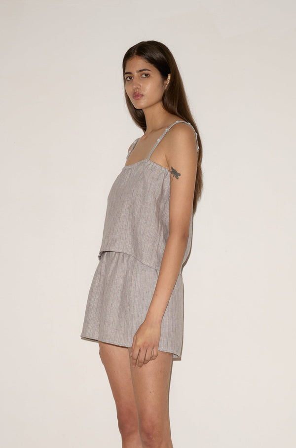 deiji studios Button Linen Set Haze Blue Button Linen Set - Haze Blue