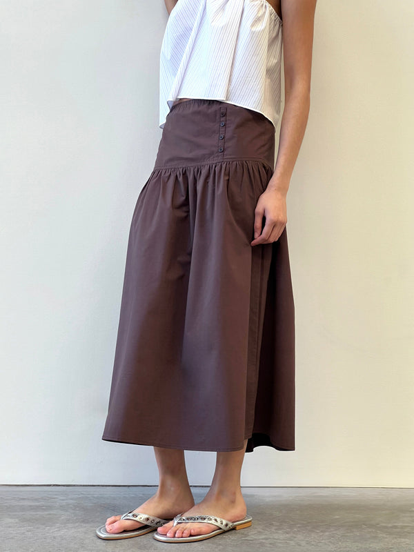 Deiji Studios Button Skirt Chocolate Button Skirt - Chocolate
