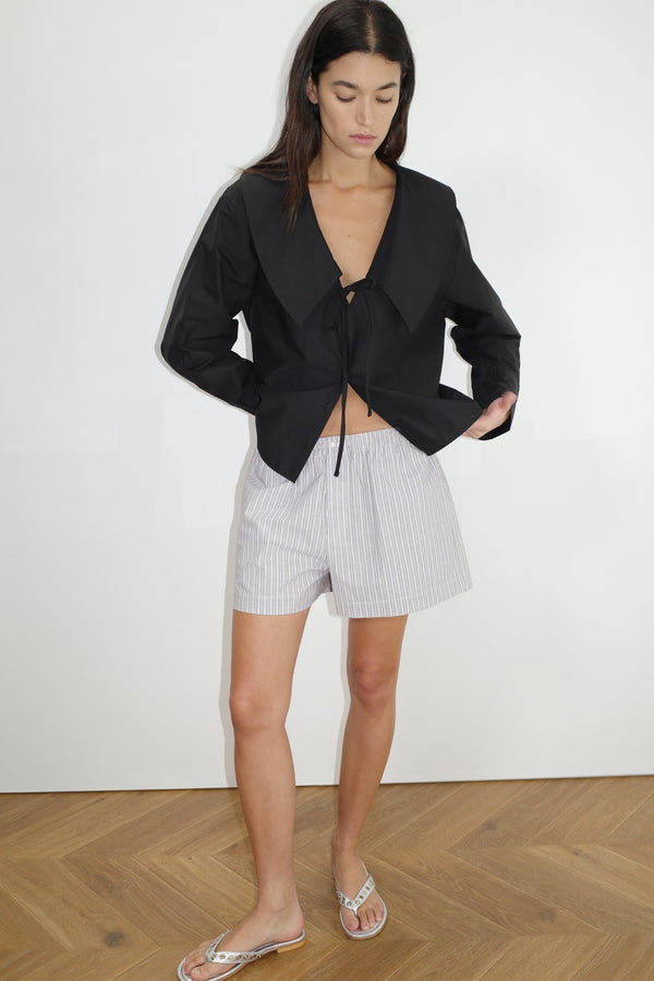 Deiji Studios Collared Tie Shirt Black Collared Tie Shirt - Black