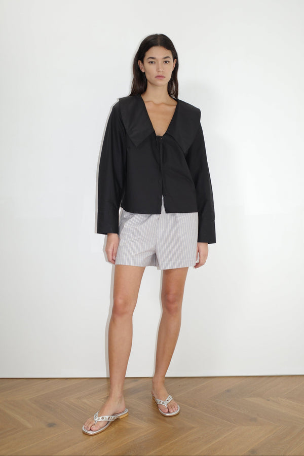 Deiji Studios Collared Tie Shirt Black Collared Tie Shirt - Black