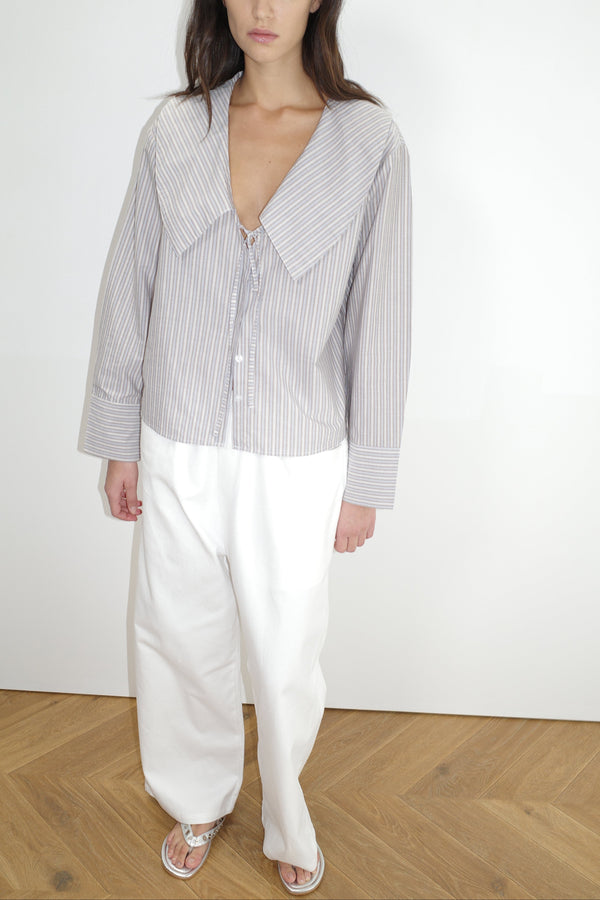 Deiji Studios Collared Tie Shirt Seas Stripe Collared Tie Shirt - Seas Stripe