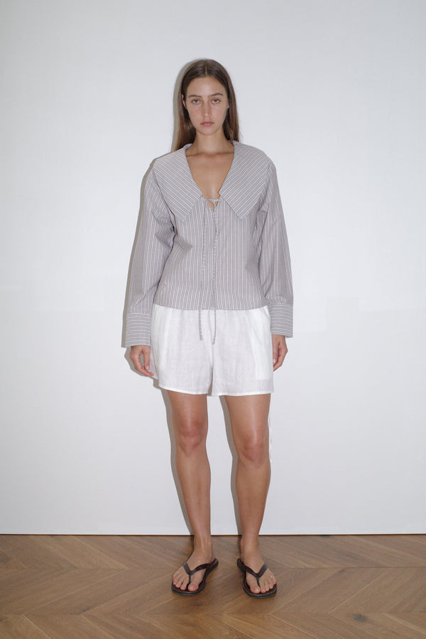 Deiji Studios Collared Tie Shirt Seas Stripe Collared Tie Shirt - Seas Stripe