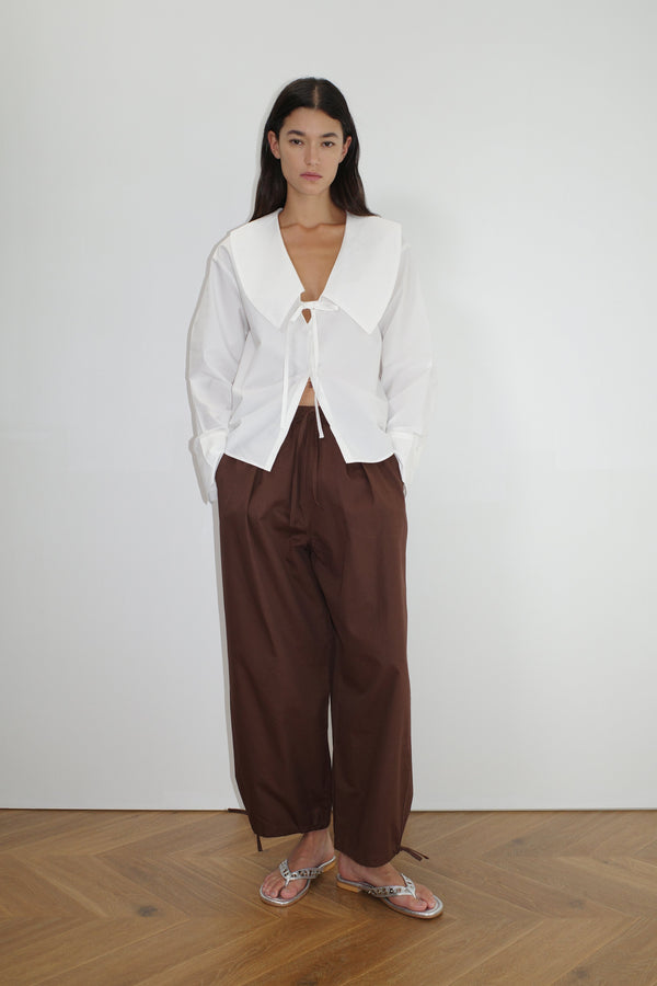 Deiji Studios Collared Tie Shirt White Collared Tie Shirt - White