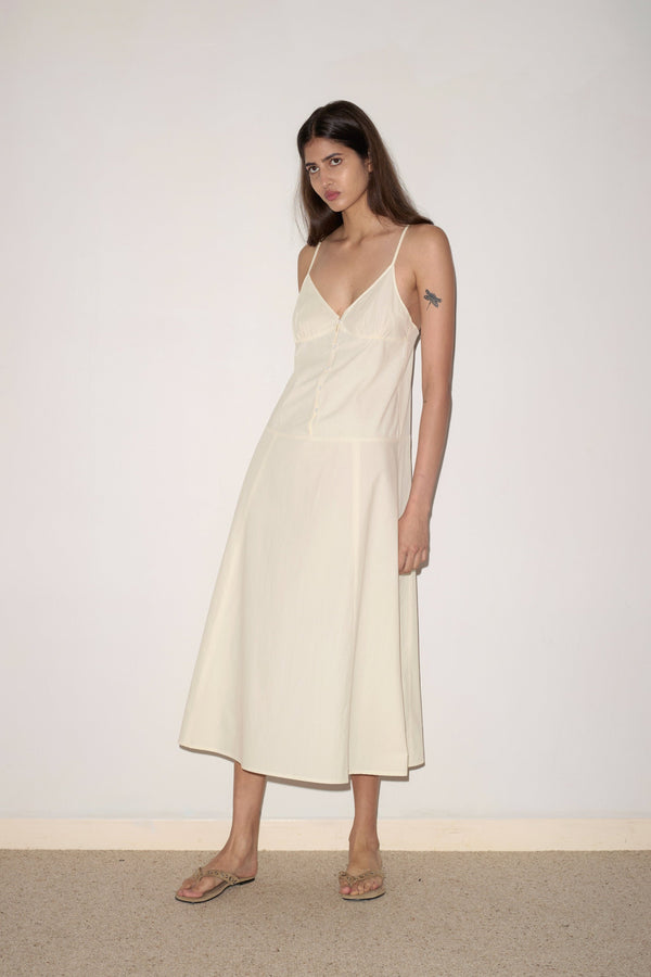 Deiji Studios Double Seam Dress Butter White Double Seam Dress - Butter White