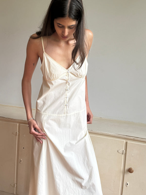 Deiji Studios Double Seam Dress Butter White Double Seam Dress - Butter White