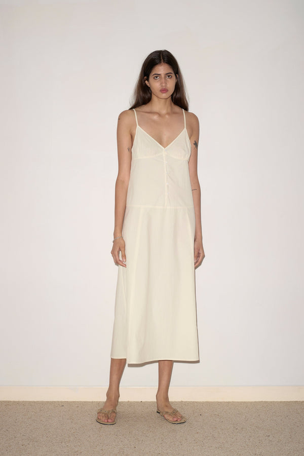deiji studios Double Seam Dress Butter White Double Seam Dress - Butter White