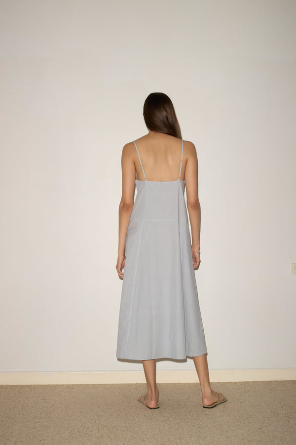 Deiji Studios Double Seam Dress Sky Stripe Double Seam Dress - Sky Stripe