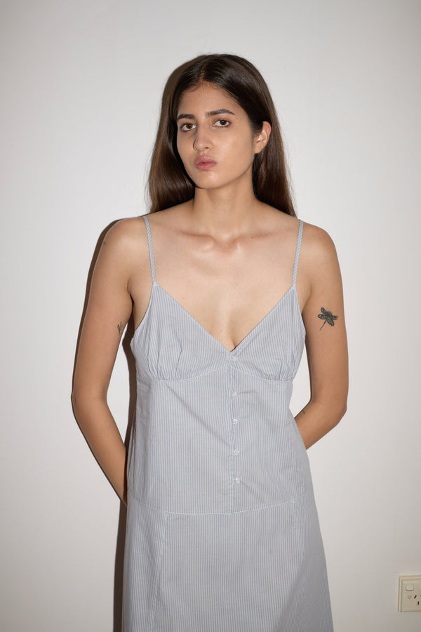 Deiji Studios Double Seam Dress Sky Stripe Double Seam Dress - Sky Stripe
