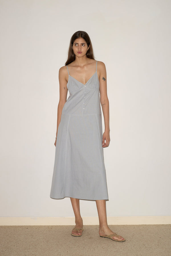 deiji studios Double Seam Dress Sky Stripe Double Seam Dress - Sky Stripe