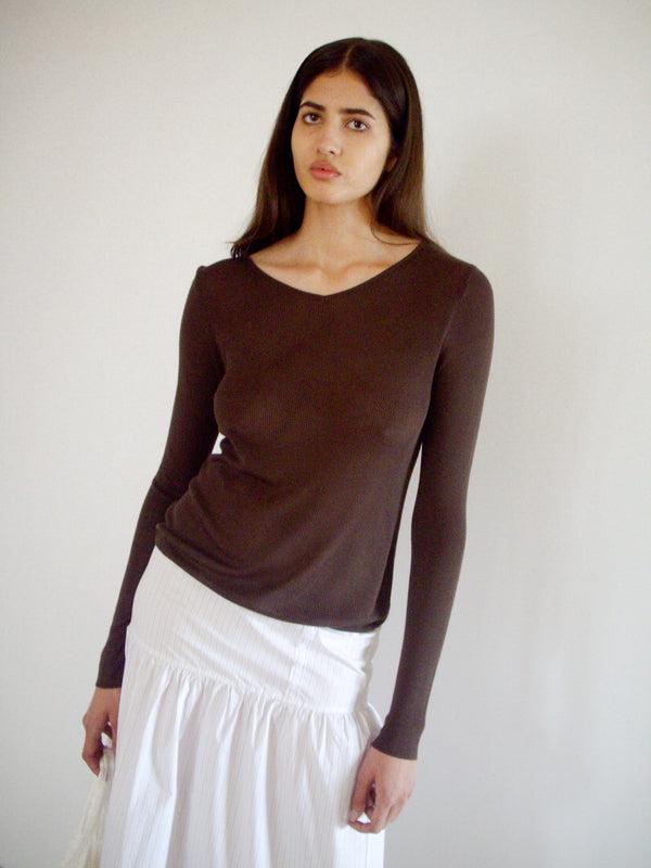 Deiji Studios Knitted Top Dark Brown Knitted Top - Dark Brown