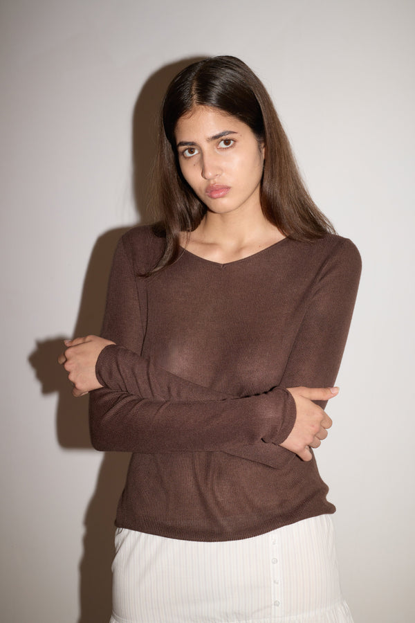 deiji studios Knitted Top Dark Brown Knitted Top - Dark Brown