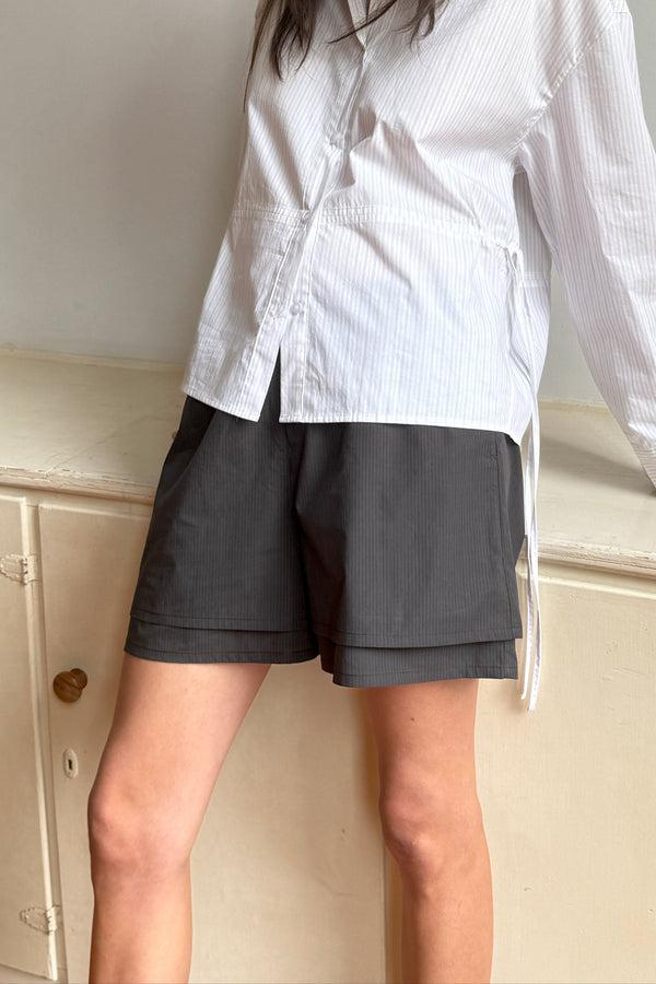 Deiji Studios Layered Short Black Stripe Layered Short - Black Stripe