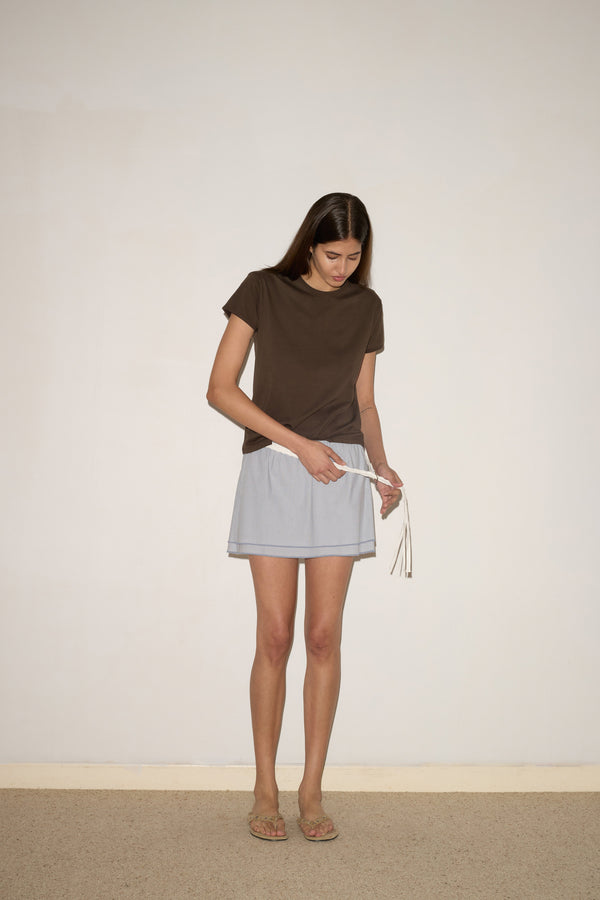 Deiji Studios Layered Skirt Sky Stripe Layered Skirt - Sky Stripe