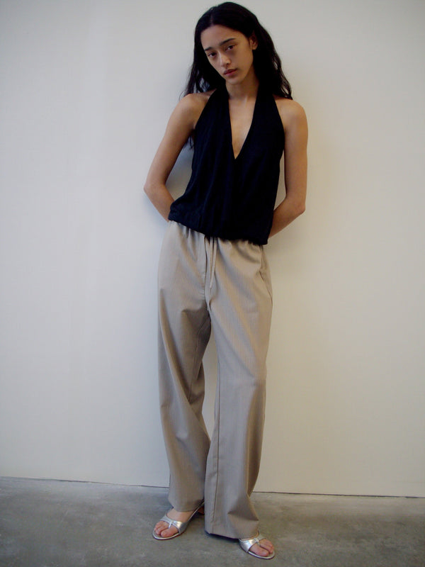 Deiji Studios Low Pocket Pure Wool Pant Dove Stripe Low Pocket Pure Wool Pant - Dove Stripe