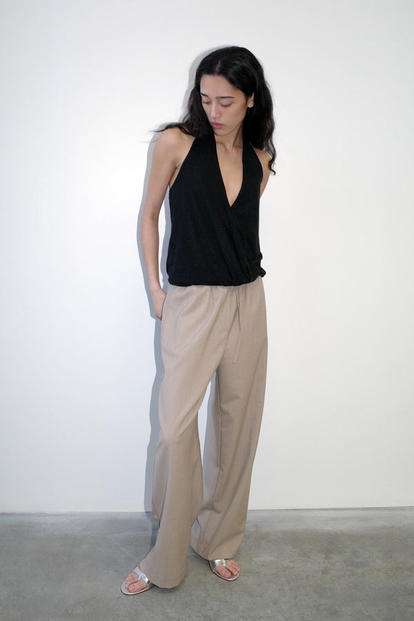 Deiji Studios Low Pocket Pure Wool Pant Dove Stripe Low Pocket Pure Wool Pant - Dove Stripe