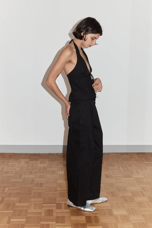 Deiji Studios Open Halter Top Black Open Halter Top - Black