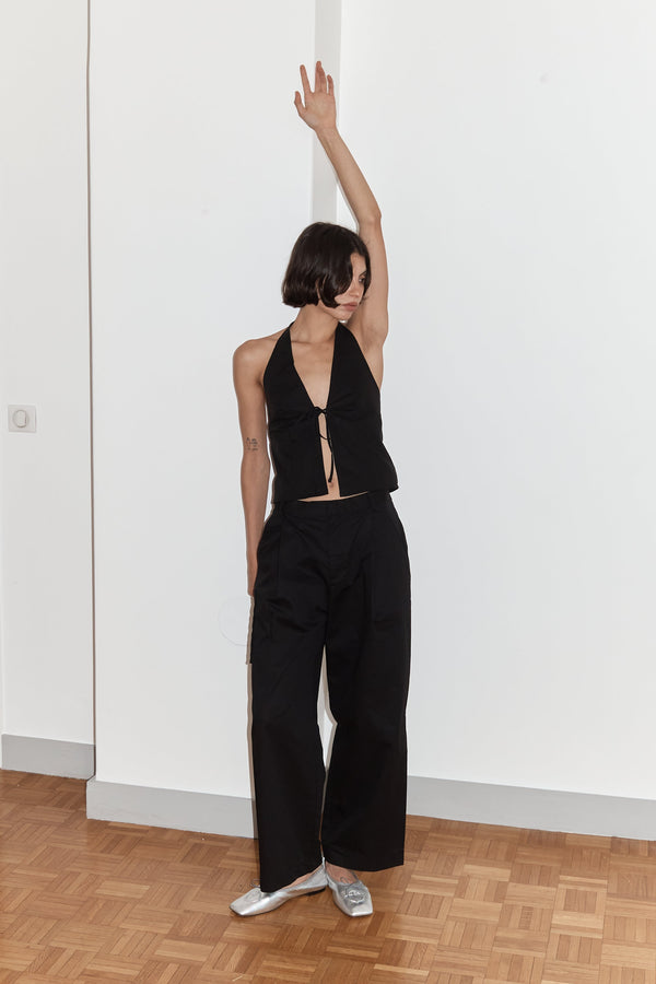 Deiji Studios Open Halter Top Black Open Halter Top - Black