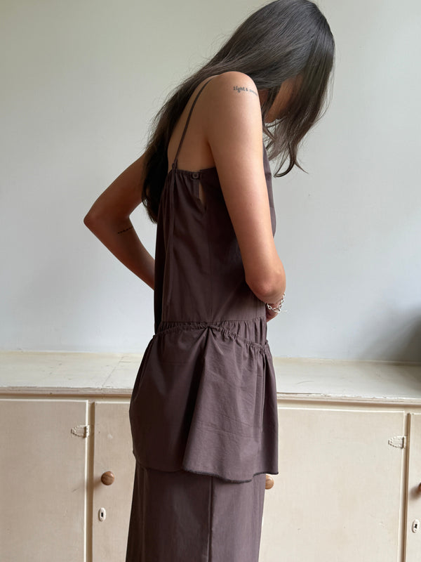 Deiji Studios Peplum Dress Chocolate Peplum Dress - Chocolate