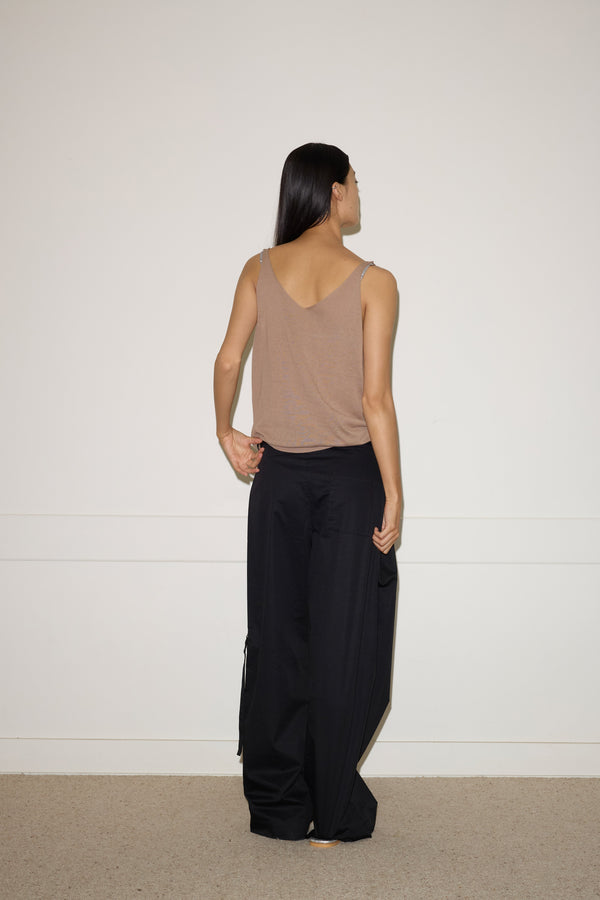 Deiji Studios Rolled Knit Top Light Brown Rolled Knit Top - Light Brown