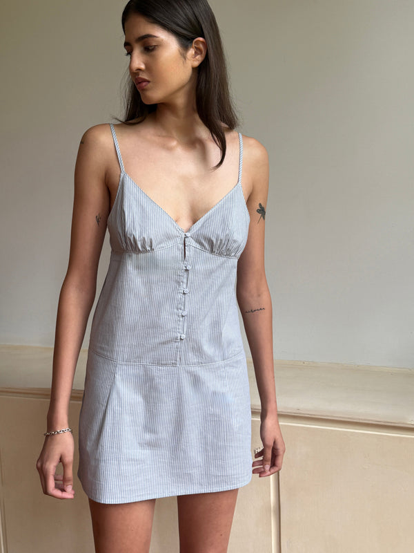 Deiji Studios Seam Front Dress Sky Stripe Seam Front Dress - Sky Stripe