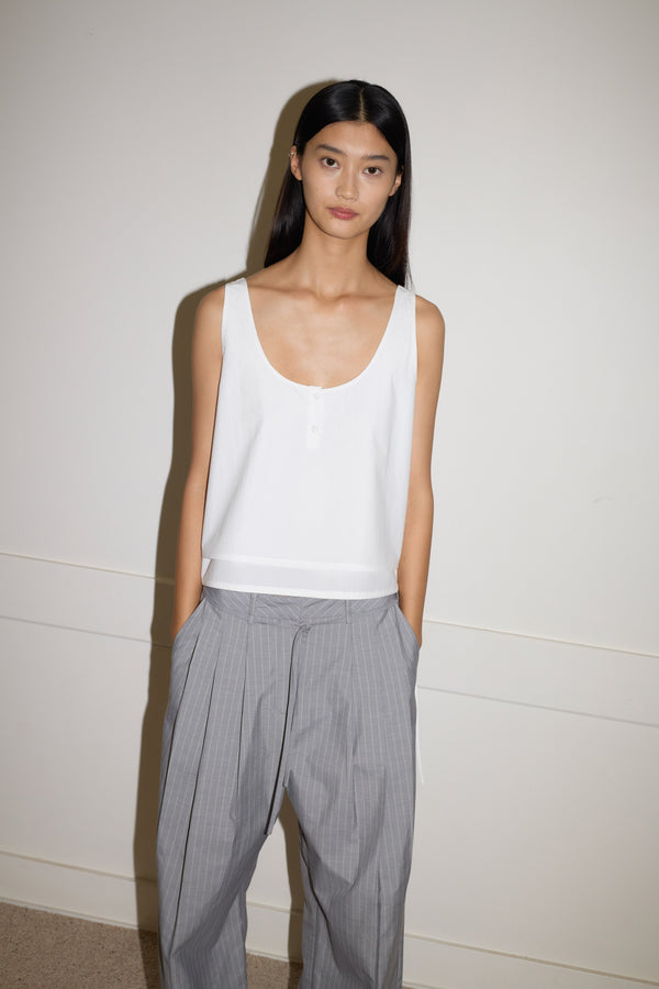 Deiji Studios Tri Pleat Pure Wool Pant Steele Stripe Tri Pleat Pure Wool Pant - Steele Stripe