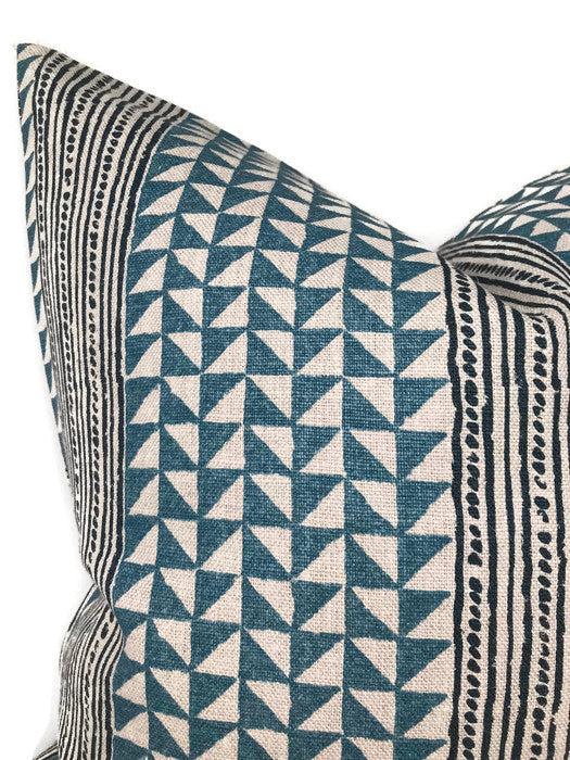 Dekowe Aegean Stripe Pillow Cover In Sea Indigo Carolina Irving Textiles