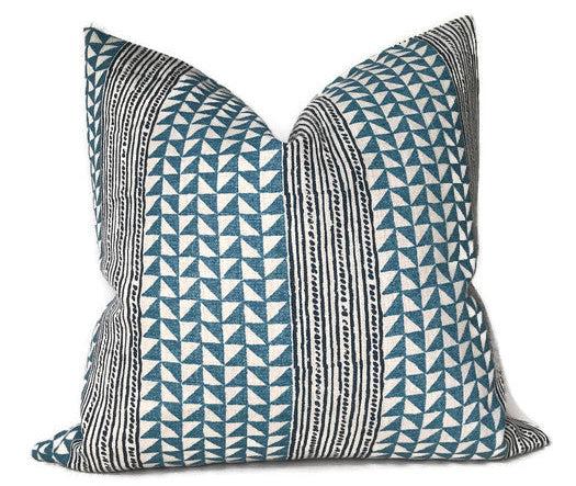 Dekowe Aegean Stripe Pillow Cover In Sea Indigo Carolina Irving Textiles