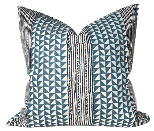 dekowe Aegean Stripe Pillow Cover in Sea Indigo Carolina Irving Textiles