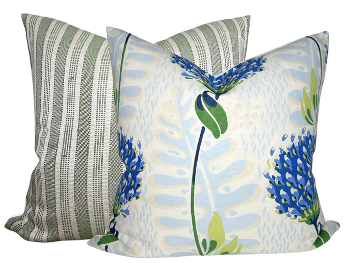 Dekowe Amida Pillow Cover In Green On Natural Peter Dunham Textiles