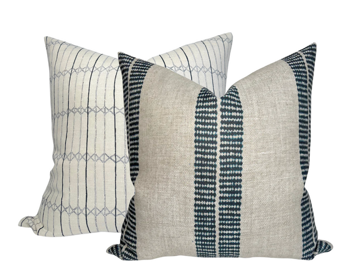 Dekowe Band Pillow Cover In Indigo McLaurin + Piercy Textiles
